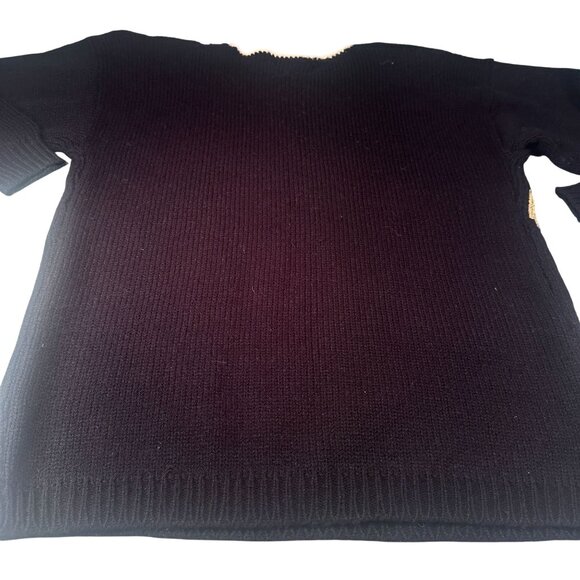 Dana Scott Sweater Women Tunic Vintage Beaded Angora Wool Blend Gold Graphic - Picture 7 of 14